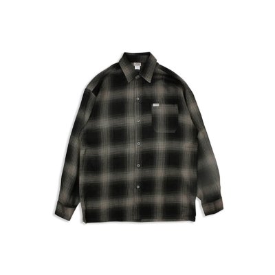 画像1: Ombre Check L/S Shirts Black/Charcoal