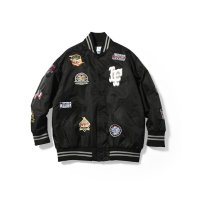 All Over Emblem Satin Varsity Jacket