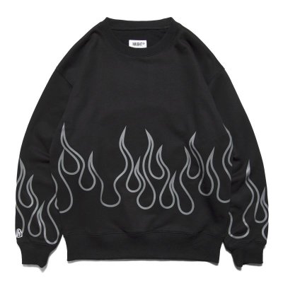 画像1: Flames Crewneck Sweat Black