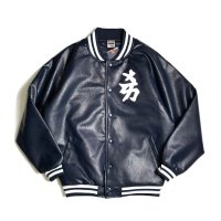 NY Yankees Kanji PU Leather Studium Jacket Navy