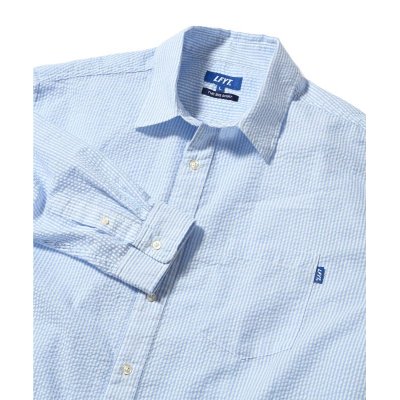 画像2: Seersucker Stripe Big Shirt Blue