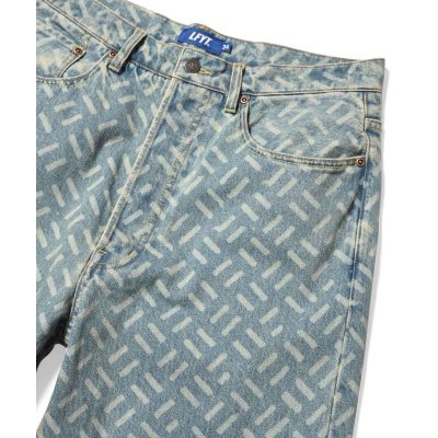 画像2: Laser Processed 5 Pocket Washed Denim Pants BAGGIE FIT Light Blue