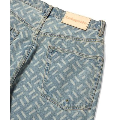 画像8: Laser Processed 5 Pocket Washed Denim Pants BAGGIE FIT Light Blue