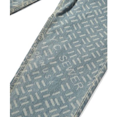 画像4: Laser Processed 5 Pocket Washed Denim Pants BAGGIE FIT Light Blue