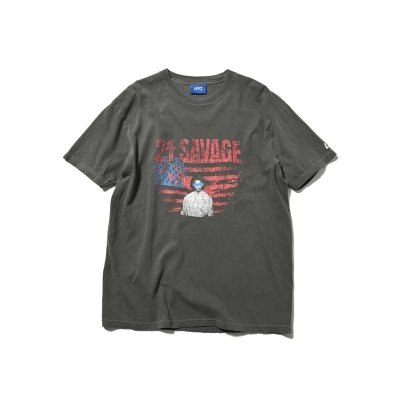 画像1: x 21SAVAGE / AMERICAN FLAGS TEE Vintage Black