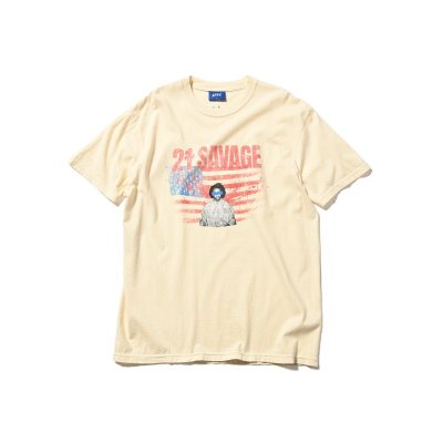 画像1: x 21SAVAGE / AMERICAN FLAGS TEE Ivory