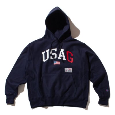 画像1: USAG HOODED SWEATSHIRT Navy