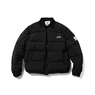 画像1: Corduroy Collar Puffer Jacket Black