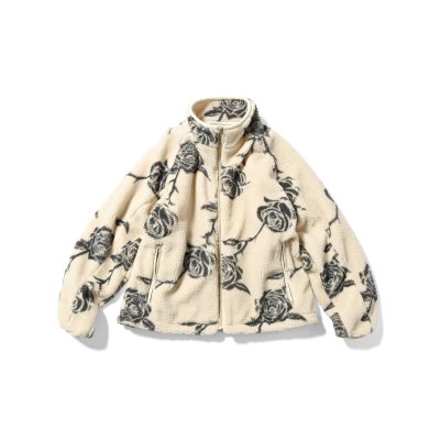 画像1: Rose Allover Patterned Fleese Jacket Natural