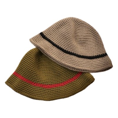 画像4: Handsawn Bucket Hat for XTR Olive x Red