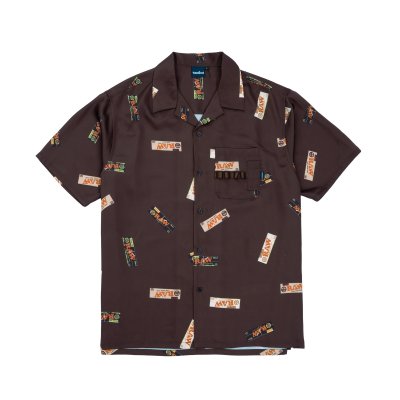 画像1: x RAW / Papers Open Collar Shirt Brown