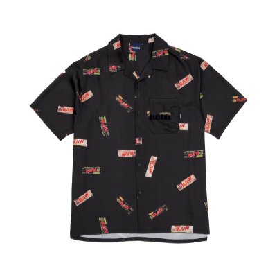 画像1: x RAW / Papers Open Collar Shirt Black