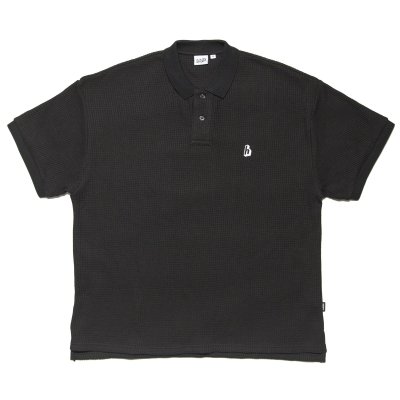 画像1: WAFFLE POLO SHIRT Black