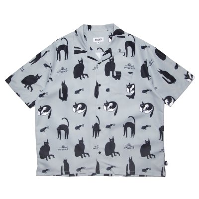 画像1: KB CATS OPEN COLLAR SHIRT Gray