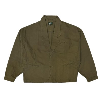 画像1: Herringbone 2BTN Wide Sleeve Jacket Olive