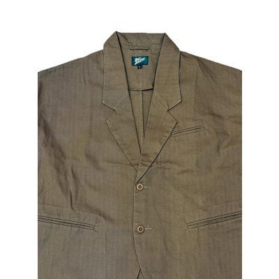 画像2: Herringbone 2BTN Wide Sleeve Jacket Olive