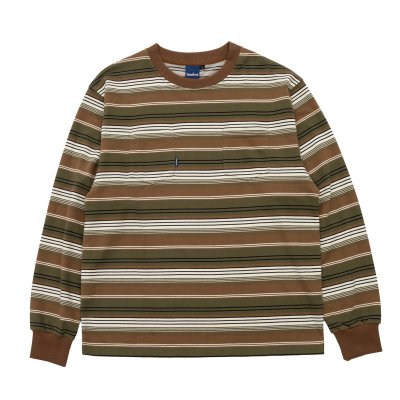 画像1:  French Terry Striped Tee Brown
