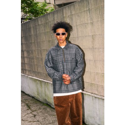 画像9: Flannel Half Zip Shirt Gray
