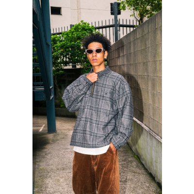画像8: Flannel Half Zip Shirt Gray