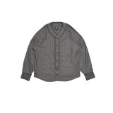 STRIPE WOOL BASEBALL SHIRT Grey