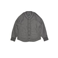 STRIPE WOOL BASEBALL SHIRT Grey