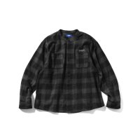 Nep Twill Check Band Collar Shirt Black