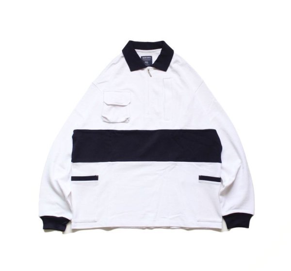 画像1: Half Zip L/S POLO White (1)