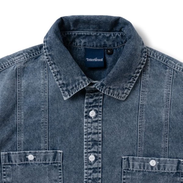 画像2: Washed Denim Island Shirt Light Indigo (2)