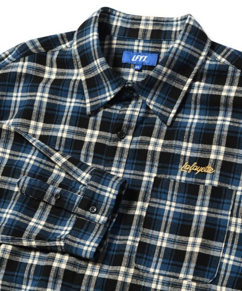 画像2: Script Logo Plaid Flannel Shirt Blue (2)