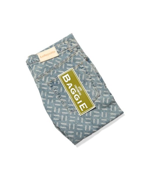 画像9: Laser Processed 5 Pocket Washed Denim Pants BAGGIE FIT Light Blue (9)