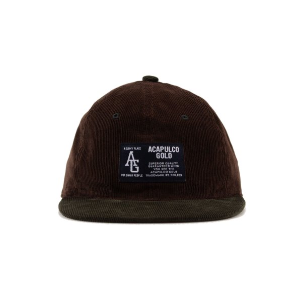 画像1: Two-Tone Cord 6 Panel Cap Brown/Forest  (1)