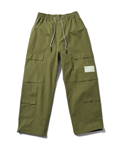 画像1: Ripstop Wide Cargo Pants Olive (1)