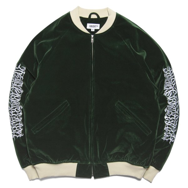 画像1: x CASPER / Flames Logo Velour Jacket Forest (1)