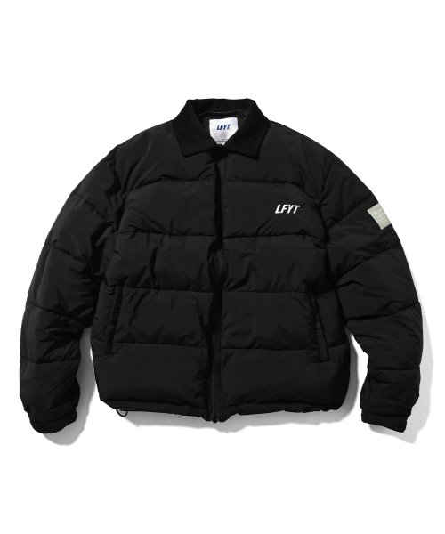 画像1: Corduroy Collar Puffer Jacket Black (1)