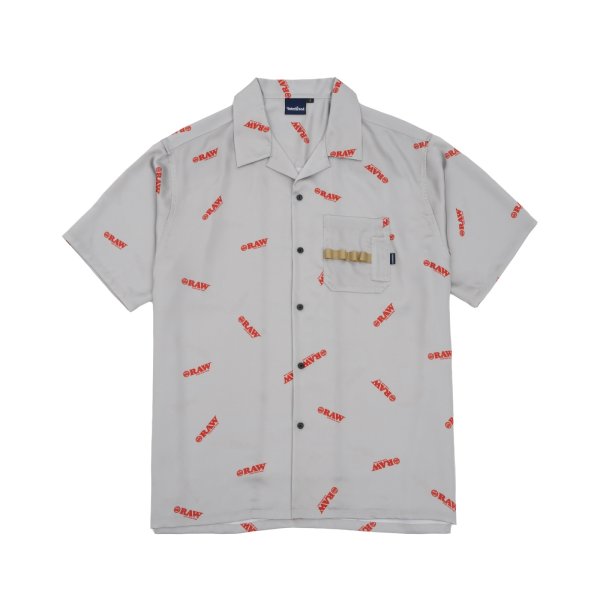 画像1: x RAW / Logo Open Collar Shirt Natural (1)