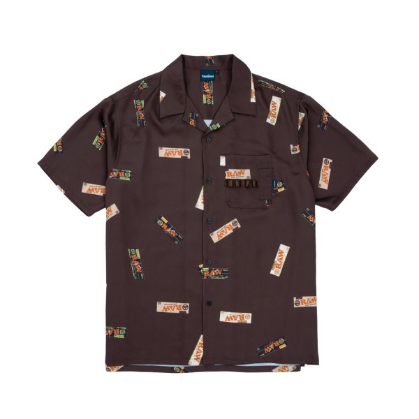 画像1: x RAW / Papers Open Collar Shirt Brown (1)
