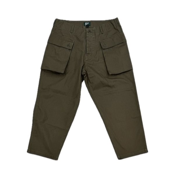画像1: W-44 Herringbone Cargo Pants Olive (1)