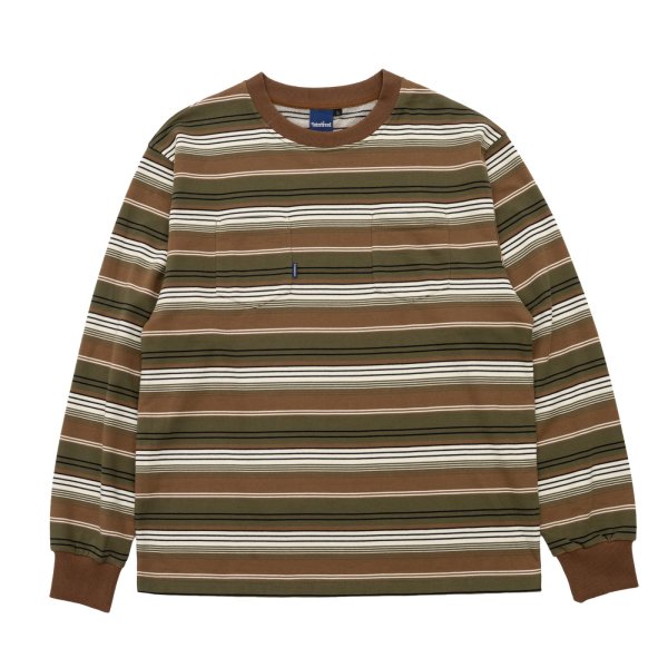 画像1:  French Terry Striped Tee Brown (1)