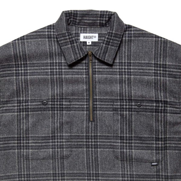 画像2: Flannel Half Zip Shirt Gray (2)