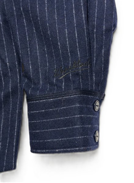 画像5: STRIPE WOOL BASEBALL SHIRT Navy (5)