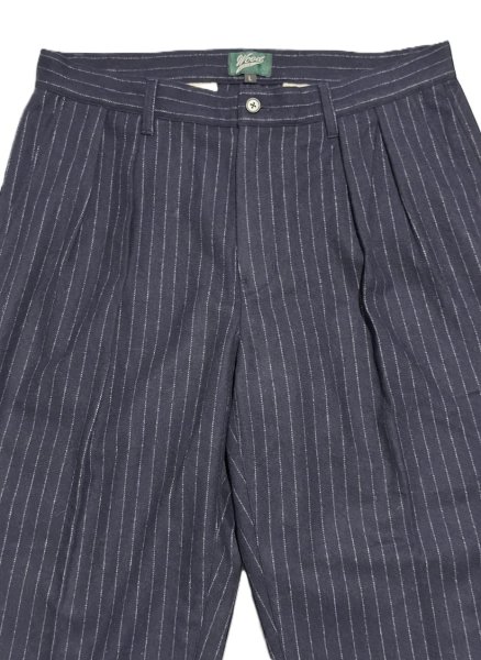 画像2: 2TUCK STRIPE WOOL TROUSER Navy (2)