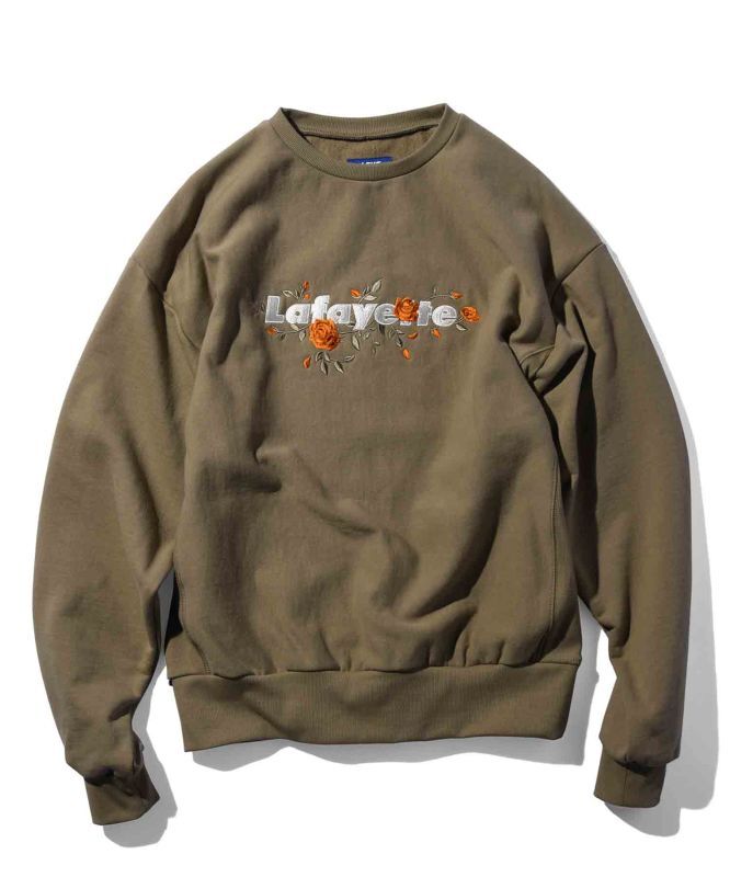 Rose Logo US Cotton Crewneck Sweatshirt Safari Green - XTR